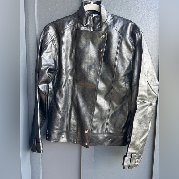 H&M Divided Oversized Biker Black Leather Jacket - Picture 2 of 15
